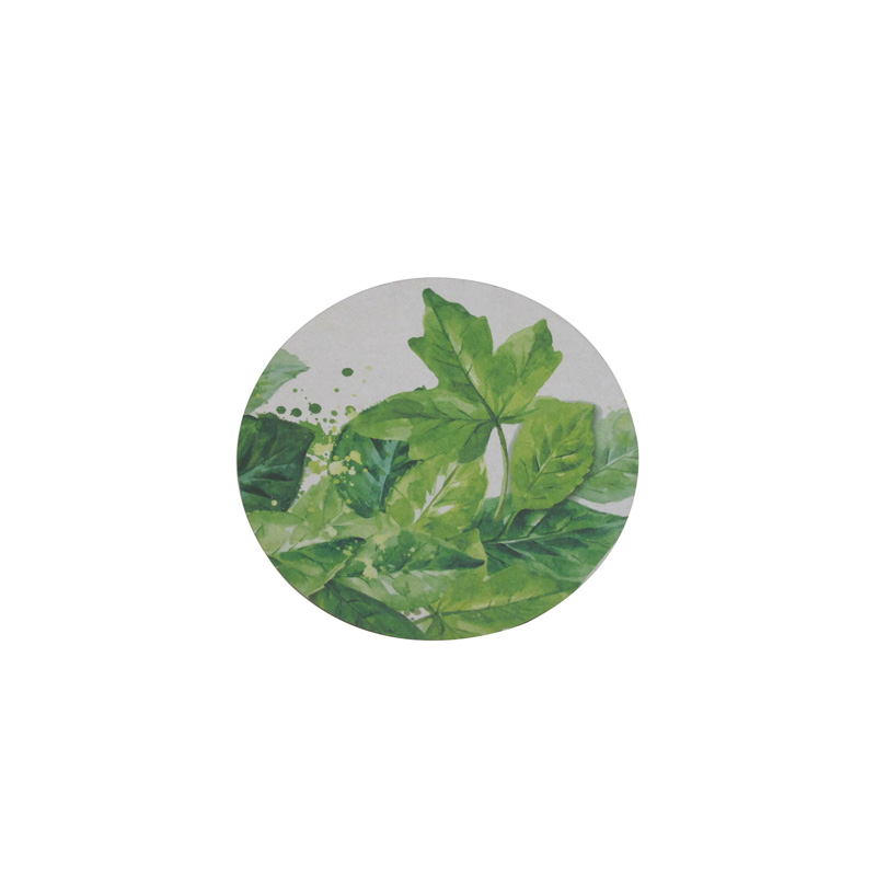 Green Leaf Round Eco-friendly Custom Paper Coasters for Drinks