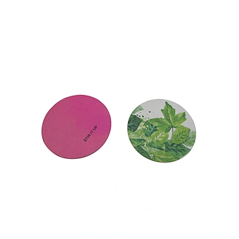 Green Leaf Round Eco-friendly Custom Paper Coasters for Drinks